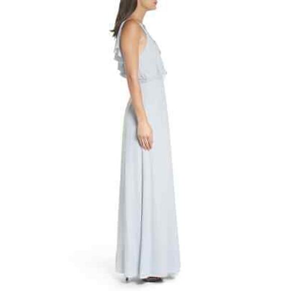 WAYF Jamie Ruffle Wrap Gown Dress Ocean Mist Blue Medium NWOT - Picture 10 of 11